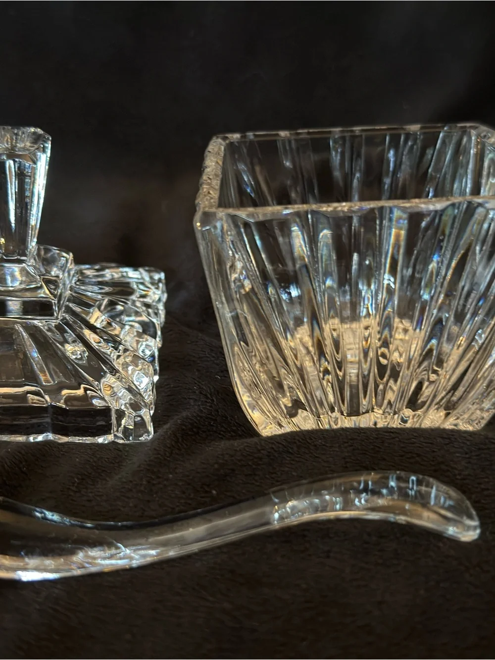 Mikasa Vintage Square Cut-Crystal Jar with Lid and Spoon